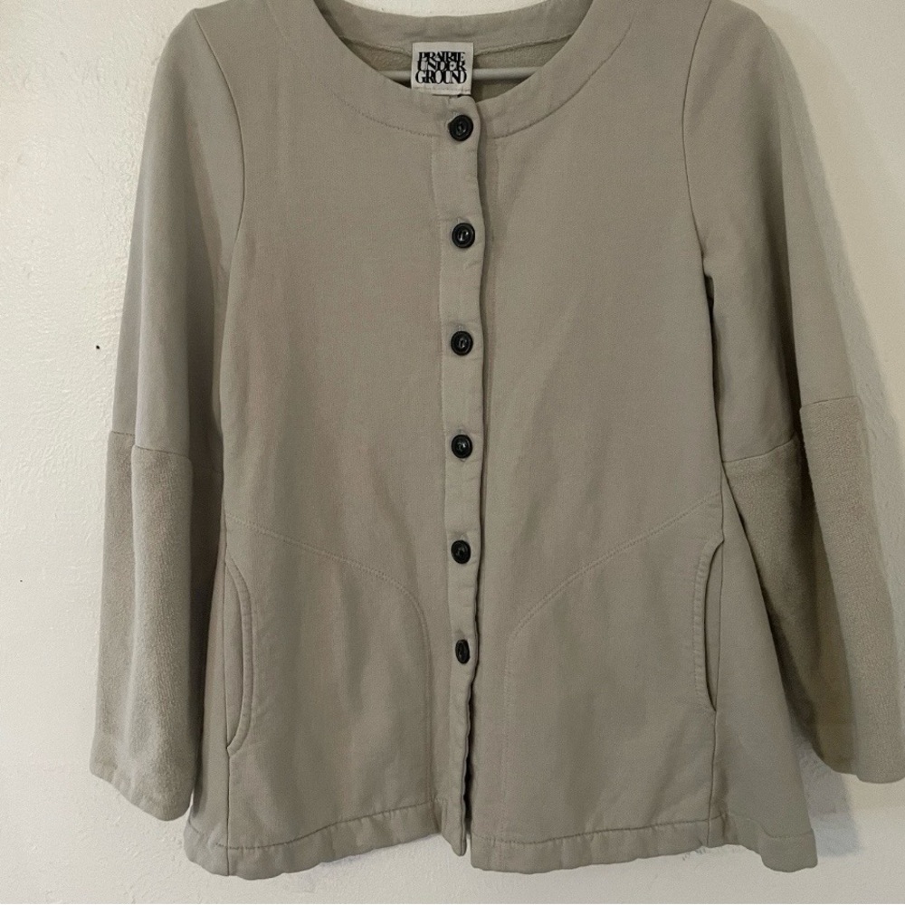 Prairie Underground XS Beige Organic Cotton Button Front Jacket